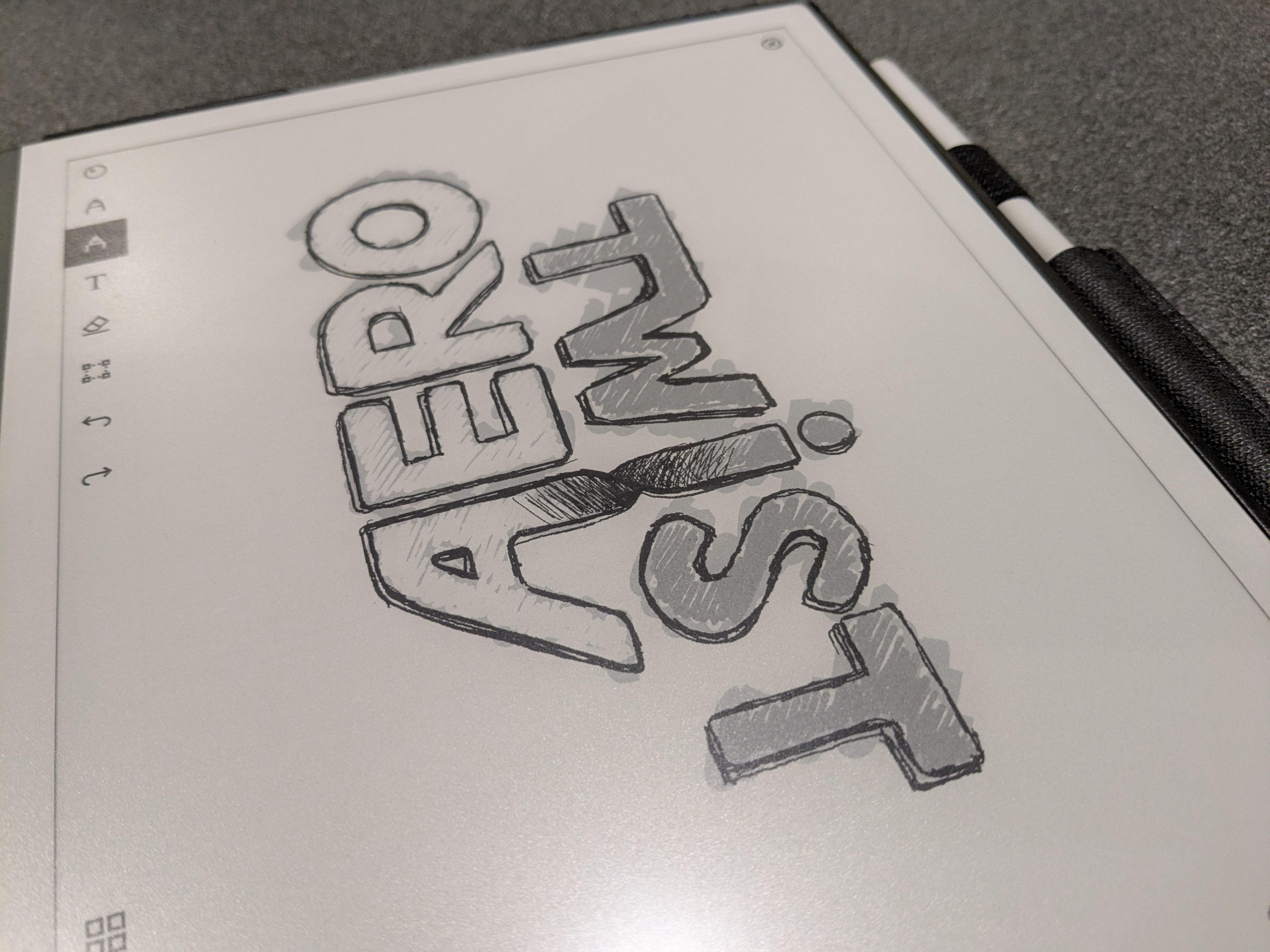 A sketch of the Aerotwist logo on a reMarkable tablet.